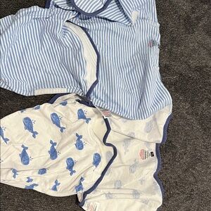 Hudson Baby Blue Striped and Whale Sleep Sacks